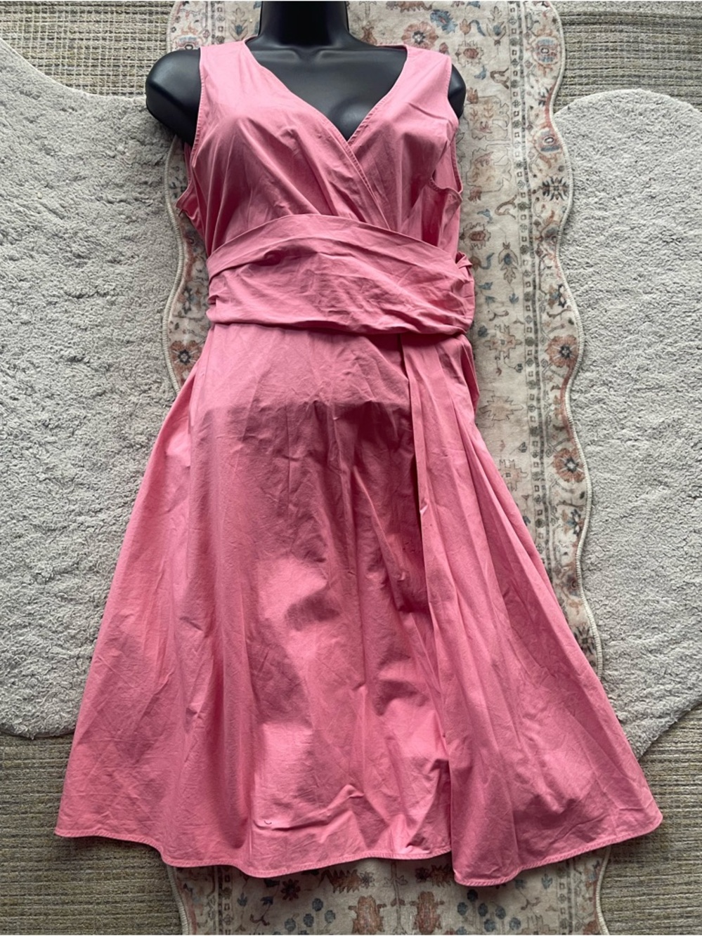 Valentino Sleeveless Rose-Pink Faux Wrap Coquette Vintage Midi Dress